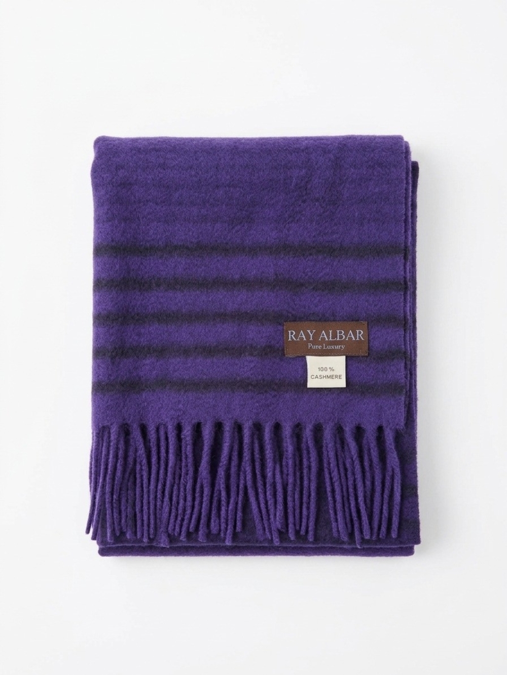 Violet and Navy Striped Colombo Cashmere Scarf